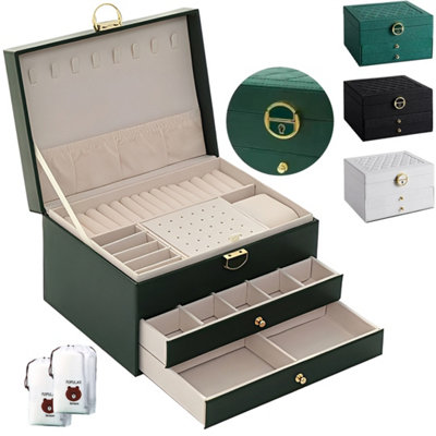 Large 3 Layer Jewellery Organizer Storage Necklace Storage Box Drawer Cabinet from B&Q