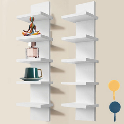 5 Tier Wall Shelf Unit Vertical Shelf Floating Storage Wall Shelf Decorative from B&Q
