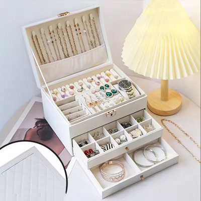 Large 3 Layer Jewellery Organizer Storage Necklace Storage Box Drawer Cabinet from B&Q