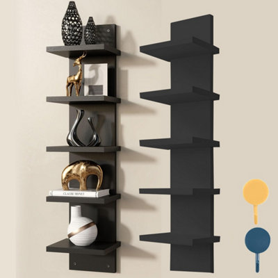5 Tier Wall Shelf Unit Vertical Shelf Floating Storage Wall Shelf Decorative from B&Q