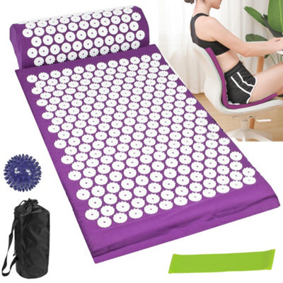 Purple Acupressure Mat With Pillow Ball Acupuncture Pin Massage Set from B&Q
