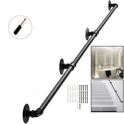 200Cm Handrail Stair Rail Grab Balustrade Metal Staircase Banister Bar Uk from B&Q