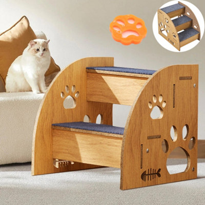 2 Steps Pet Ramp Wooden Dog Steps Stairs Cat Detachable Ladder For Bed Sofa from B&Q