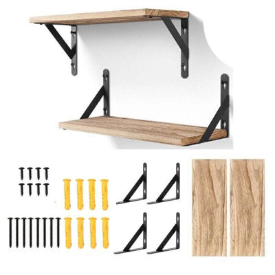 2X Wooden Floating Shelves Wall Mounted Display Storage Hold Rustic Industrial from B&Q
