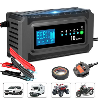 10A Car Battery Charger 12V 24V Smart Automatic Trickle Charger Maintainer from B&Q