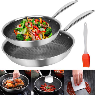 Stainless Steel Induction Geo Hex Frying Pan Non Stick Cooking Cookware from B&Q