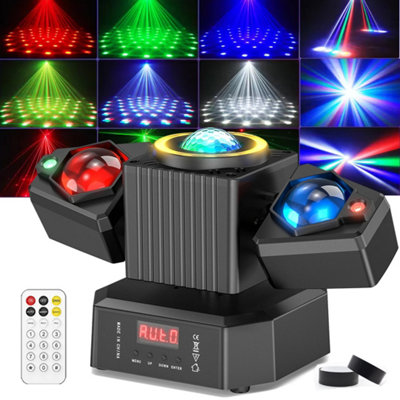 105W Moving Head Party Light Rotating Disco Ball Laser Beam Strobe Remote Dmx from B&Q
