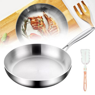 316 Stainless Steel Frying PanNon-Stick Pan Fried Steak Pot Uncoated Kitchen from B&Q