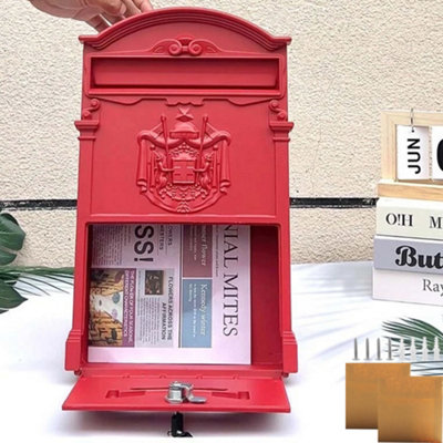 Large Vintage Outdoor Lockable Letter Post Box Mailbox Wall Mounted Secure Mail from B&Q