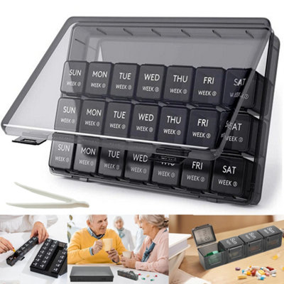 Weekly Monthly Pill Box 28 Slots Tablet Organiser Medicine Storage Dispenser New from B&Q