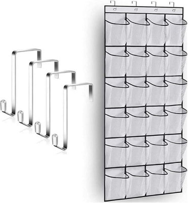 24 Pocket Shoe Holder Organiser Over The Door Hanging Shelf Rack Storage Hook Uk from B&Q