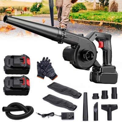  - Electric Cordless Air Blower 21V Garden Snow Dust Leaf Suction Vacuum 2 Battery