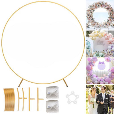 2M Round Hoop Balloon Arch Backdrop Flower Gold Display Stand Frame Wedding Hot from B&Q