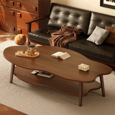 2 Layer Coffee Table Cloud Shape Tea Table Modern Living Room Desk Shelf 80Cm
