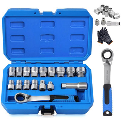 17Pcs Socket SetGo-Thru 10-24mm Metric Uk