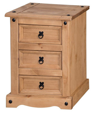Bedside Cabinet 3 Drawer Chest Medium Table Mexican Pine Furniture