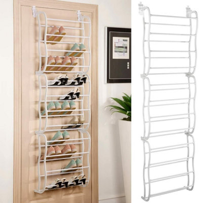 36 Pairs Over The Door Hanging Shoe Rack 12 Tiers Shelf Organiser Storage HolderWhite from B&Q
