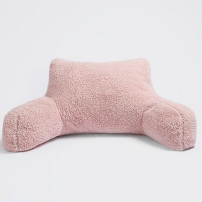 Teddy Fleece Bed Reading Cushion Pillow With Arms Lumbar Chair Back Rest Support