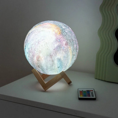 18Cm Led Neptune Planet Lamp Remote Control Rechargeable Bedside Mood Light from B&Q