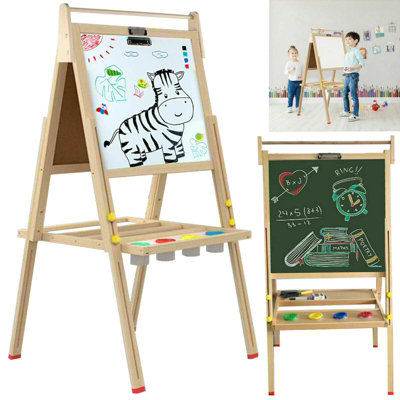 2 In 1 Kids Easel Wooden Blackboard Whiteboard Childrens Drawing Art Chalk Board from B&Q