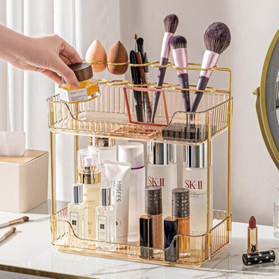 2 Tier Cosmetic Makeup Holder Storage Shelf Countertop Organizer Perfume Stand from B&Q