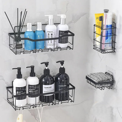  - 3 Packs Self Adhesive Shower Shelves Bathroom Shelf Wall Mounted Organizer Rack