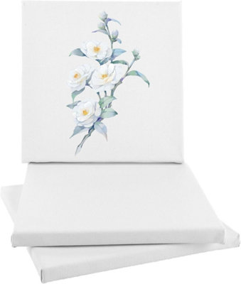 Pack Of 4 Blank Artist Canvas Art Board Plain Painting Stretched Framed 20X20Cm from B&Q