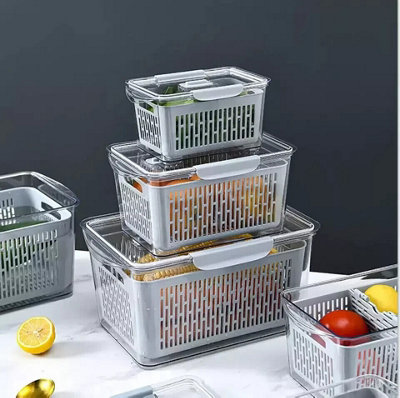 Fridge Organiser Multipurpose Refrigerator Storage Box Fruit Vegetable Organiser from B&Q