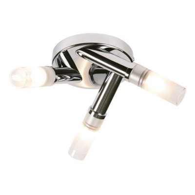Modern Chrome & Glass Ip44 Bathroom Ceiling 3 Light Fitting from B&Q