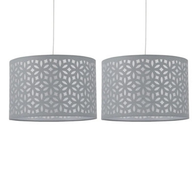 Set Of 2 Grey Laser Cut 30Cm Easy Fit Ceiling Light Shade Pendant Lightshades from B&Q