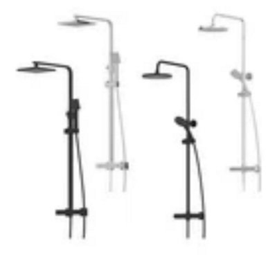 Bathroom Mixer Shower Thermostatic Dual Head Rainfall Handset Chrome Black from B&Q