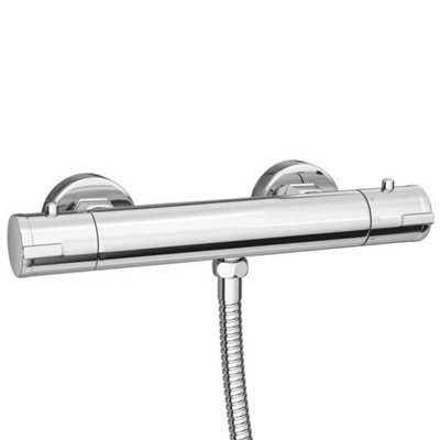 Modern Thermostatic Exposed Bar Shower Mixer Valve Tap Chrome Bottom 1/2" Outlet from B&Q