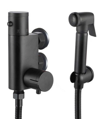 - Douche Bidet Shattaf Black Shower Spray Brass Thermostatic Kit Set