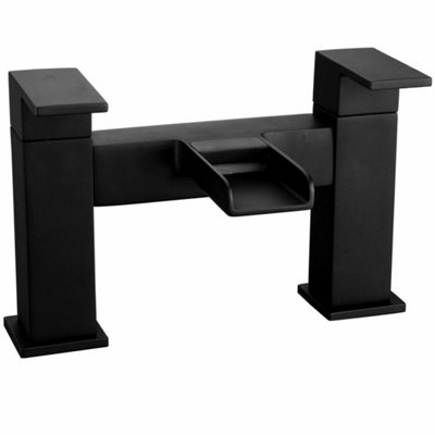  - Bathroom Modern Waterfall Black Basin Sink Square Bath Filler Tap