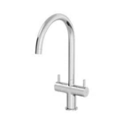 Kitchen Sink Mixer Tap Dual Lever Modern Mono Curved Swivel Spout Swan Chrome from B&Q