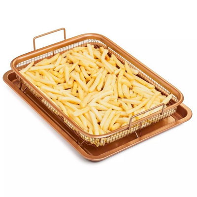 Copper Crisping Tray Copper Crisper Non-Stick Oven Mesh Baking Tray Chips Basket from B&Q