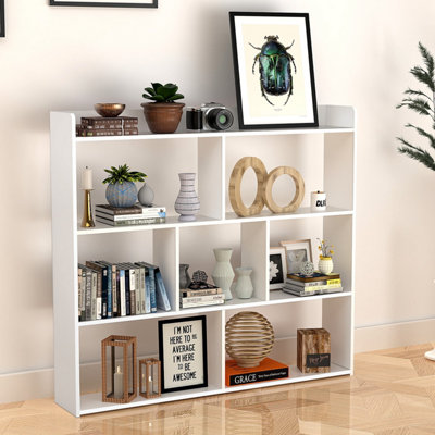 7 Cube Wooden Bookcase Shelving Display Shelves Storage Unit Wood Shelf from B&Q