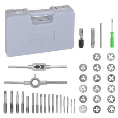 40Pcs Metric Tap And Die Set Nut & Bolt Screw Thread Cutter Wrench Tools M3-M12 from B&Q