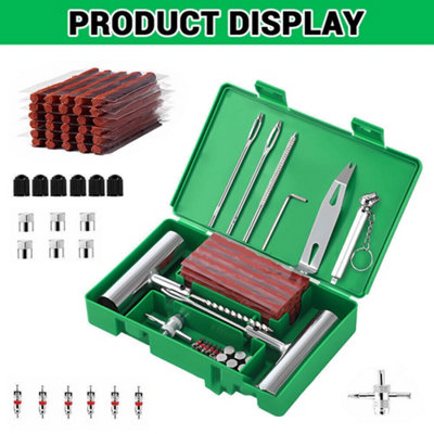 Tyre Repair Kit 59Pcs Car Van Tubeless Tire Emergency Puncher Strips Plug Tool from B&Q