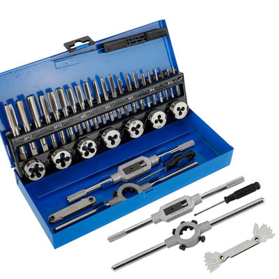 32Pcs Tap And Die Set Metric Hardened Steel Tool Set Threading Rethreading Tool from B&Q