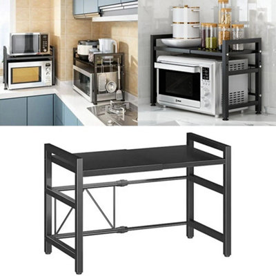 2 Tier Expandable Microwave Oven Rack Stand Storage Holder Kitchen Corner Shelf from B&Q