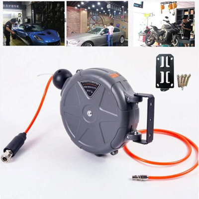 Air Line Compressor Air Hose Reel 33Ft 10M Retractable Wall Mount Tube Round from B&Q