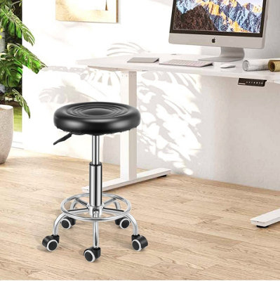  - Rolling Bar Stool Pu Leather Work Salon Drafting Swivel Task Chair