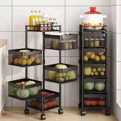6 Tier Kitchen Rotating Storage Trolley Cart Utility Vegetable Mobile Shelf from B&Q