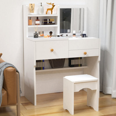  - Dressing Vanity Makeup Set Mirror Table With Drawers Stool Desk