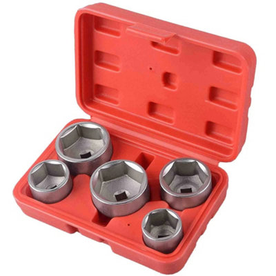 5Pc 3/8" Drive Socket Oil Filter Remover 6Pt 24,27,32,36,38mm Cr-V Wrench Set from B&Q
