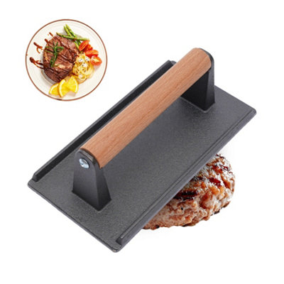 Grill Steak Weight Bacon Press Flat Bbq Hamburger Meat Patty Cooking Cast Iron from B&Q