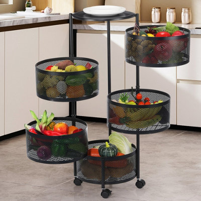 6 Tiers Kitchen Rotating Storage Trolley Cart Utility Vegetable Mobile Shelf Rack from B&Q