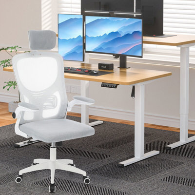 Mesh Office Chair Ergonomic 360 Degree Swivel Computer Desk Adjustable Height White from B&Q