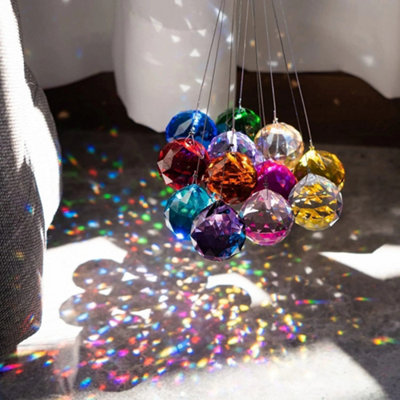12Pcs Crystal Prism Ball Rainbow Maker Window Prisms Hanging Pendant Suncatcher from B&Q